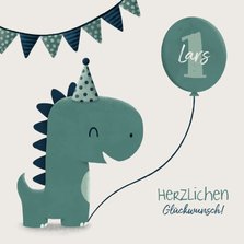 Süße Glückwunschkarte mit Dinosaurier und Luftballon
