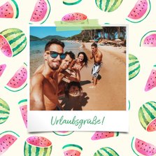 Urlaubskarte Polaroidfoto und Melonen Muster