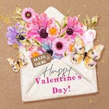Valentinsgrüße Briefumschlag Blumen & Schmetterlinge