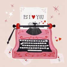 Valentinskarte mit Schreibmaschine