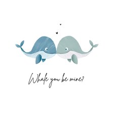 Valentinskarte 'Whale you be mine' blau & blau
