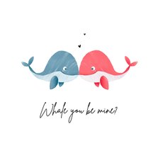 Valentinskarte 'Whale you be mine' blau & rosa