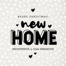 Weihnachts-Umzugskarte 'new home' und Herzen
