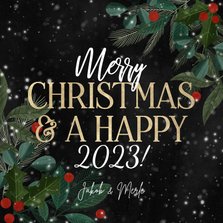 Weihnachtsgrußkarte mit Zweigen & Typografie