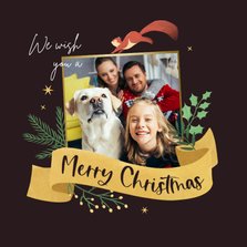 Weihnachtskarte Foto und Band 'Merry Christmas'