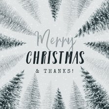 Weihnachtskarte international Tannenbäume & Schnee