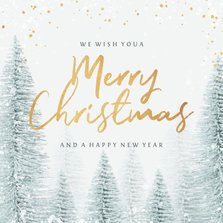 Weihnachtskarte Kunden international Winterwald