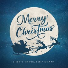 Weihnachtskarte mit Schlitten-Silhouette und Mond 
