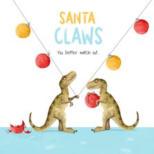 Weihnachtskarte 'Santa Claws' mit Dinos