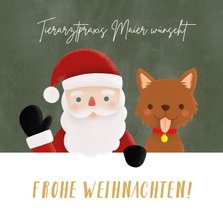 Weihnachtskarte Tierarztpraxis Weihnachtsmann & Hund