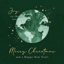 Weihnachtskarte Weltkugel 'Joy to the world'