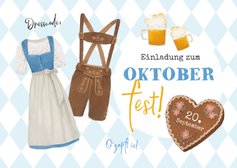 Einladung zum Oktoberfest mit Dirndl & Lederhose