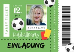 Fußball-Einladung Partyticket mit Foto 12. Kindergeburtstag