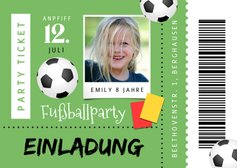 Fußball-Einladung Partyticket mit Foto Kindergeburtstag