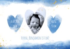Geburtskarte mit Herzen
