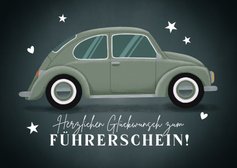 Glückwunschkarte Führerschein Käfer