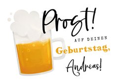 Glückwunschkarte Geburtstag mit Bierglas 'Prost!'