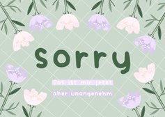 Karte Sorry mit lila Blumen