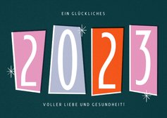 Neujahrskarte Retrolook bunte Zahlen