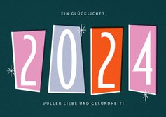 Neujahrskarte Retrolook bunte Zahlen
