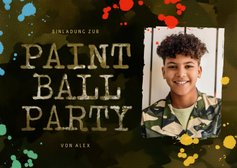 Paintball-Kindergeburtstag Einladung mit Foto