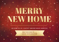 Umzugskarte Weihnachten/Neujahr 'Merry New Home'