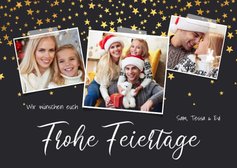 Weihnachtskarte 'Frohe Feiertage' 3 Fotos und Sterne