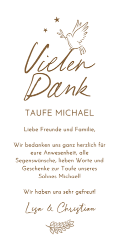 Dankeskarte Taufe Bogen Doodles Fotocollage Rückseite