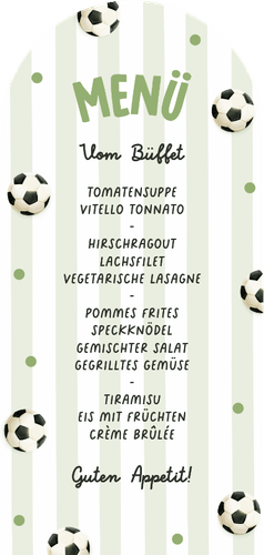 Menükarte Einschulungstag Fußball-Rucksack Rückseite