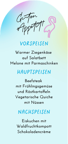 Menükarte Jugendweihe Neon Rückseite