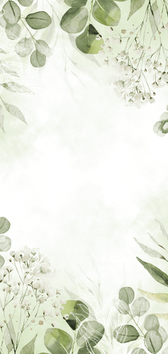 Menükarte zur Hochzeit Aquarellzweige Rückseite
