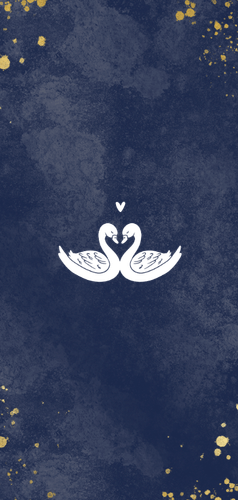 Menükarte zur Hochzeit zwei goldene Schwäne Rückseite