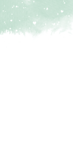 Speisekarte Hochzeit mintgrünes Aquarell & Goldherzchen Rückseite