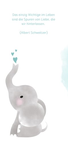 Aquarell Einladung zur Taufe mit Foto und Elefant 2
