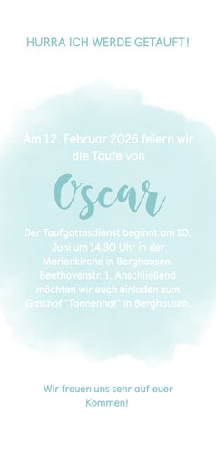 Aquarell Einladung zur Taufe mit Foto und Elefant 3