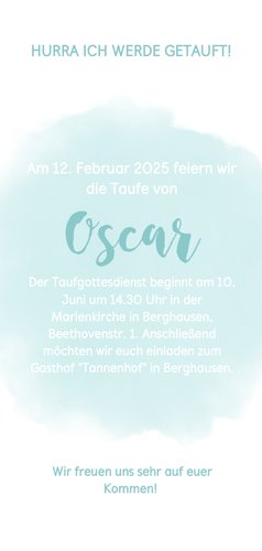 Aquarell Einladung zur Taufe mit Foto und Elefant 3