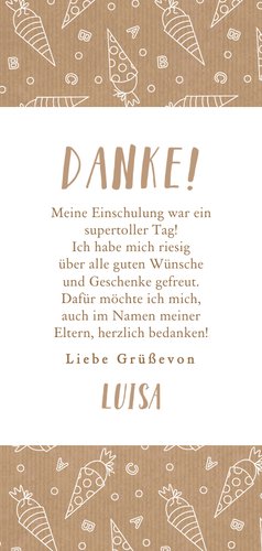 Dankeskarte 1. Schultag Schultüten Kraftpapierlook Rückseite