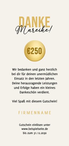 Dankeskarte Gutschein Ticket für Mitarbeiter Kollegen Rückseite