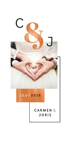 Dankeskarte Hochzeit Kupfer grafisch Fotocollage 2