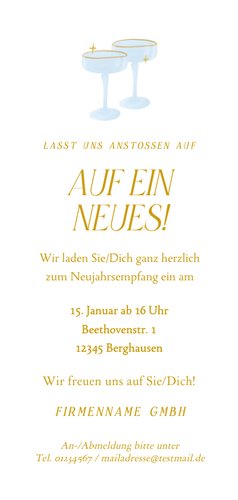 Einladung Neujahrsempfang Champagner-Turm Rückseite