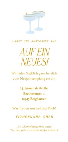 Einladung Neujahrsempfang Champagner-Turm Rückseite
