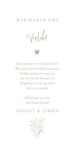 Einladung Verlobungsfeier altrosa Aquarell Rückseite