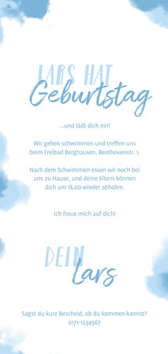 Einladung zum 6. Kindergeburtstag Thema Schwimmen Rückseite