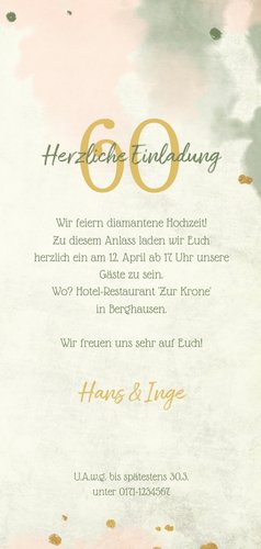 Einladung zum Hochzeitstag klassische Blumen Foto innen 3