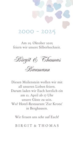 Einladung zum Hochzeitstag mit Herzchen-Konfetti 3