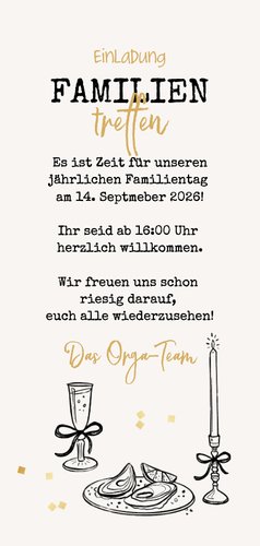 Einladungskarte Familientreffen Linienzeichnung Hochformat Rückseite