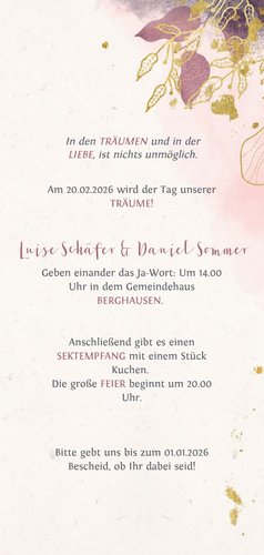 Einladungskarte Hochzeit stilvolle Blumen und Foto 3