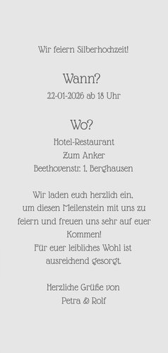 Einladungskarte Silberhochzeit '25 years of love' 3