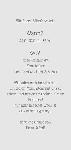 Einladungskarte Silberhochzeit '25 years of love' 3