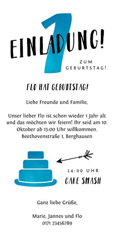 Einladungskarte zum ersten Geburtstag I AM ONEDERFUL Rückseite